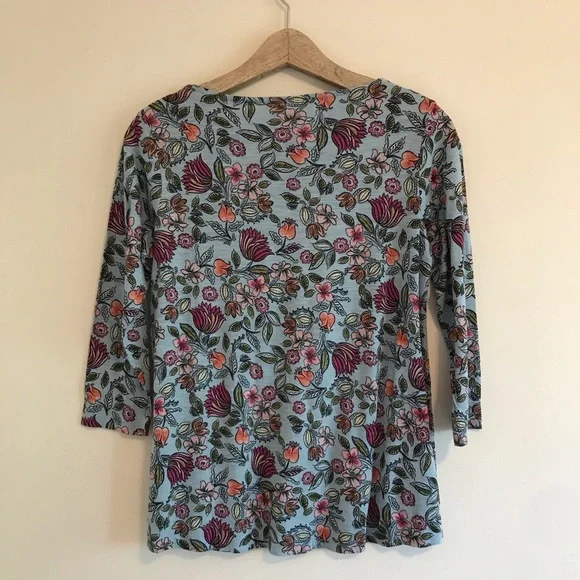 NWT J. Jill Blue Floral Flowy Top - Picture 6 of 7
